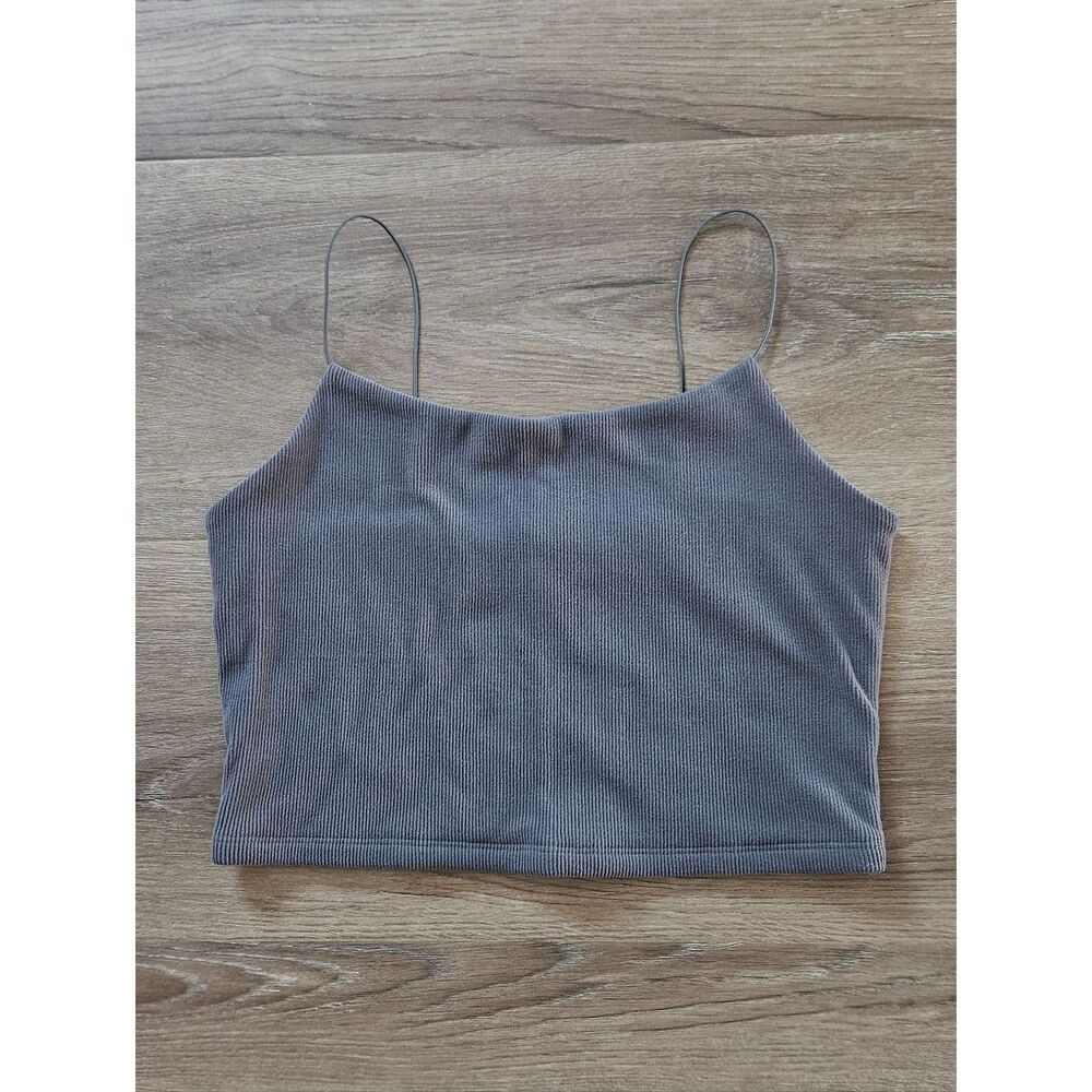 wild fable Gray Ribbed Cropped Cami